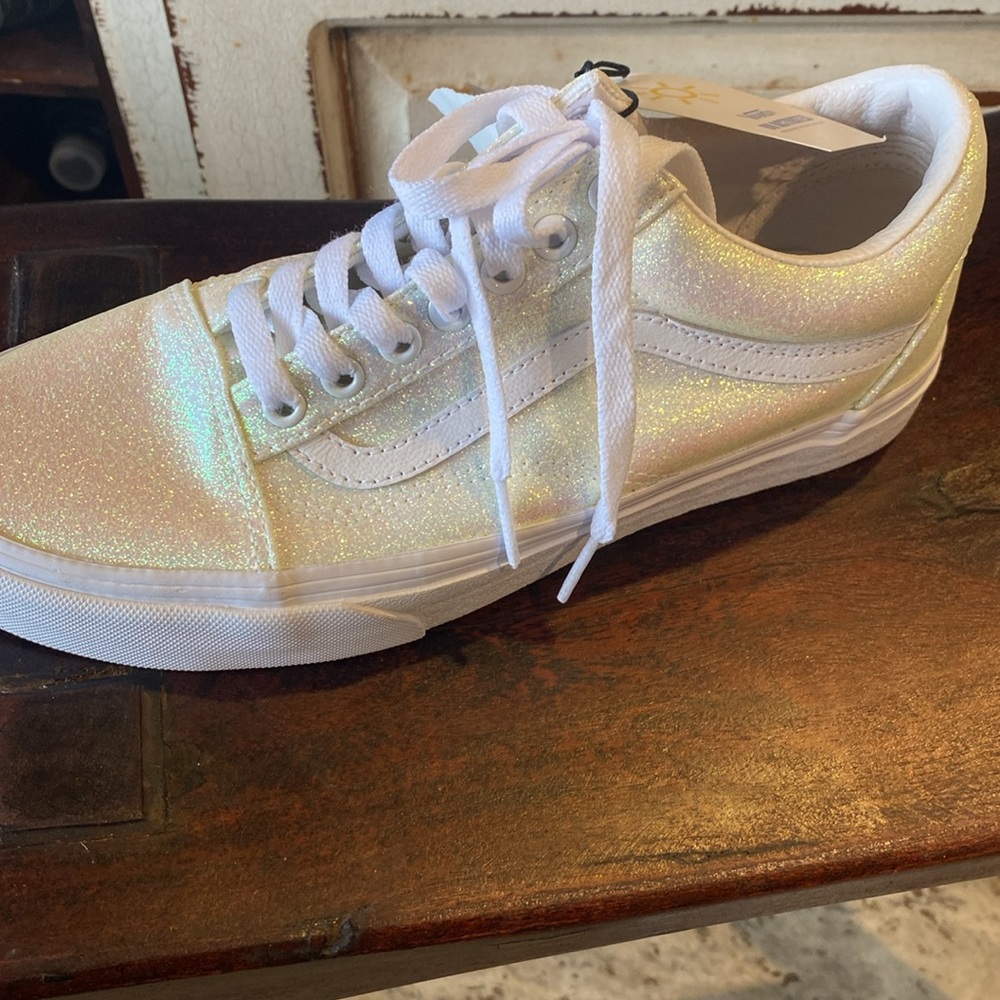 Vans Men's Old Skool Sneaker, (UV Glitter) Pink/True White, Size - Picture 5 of 6
